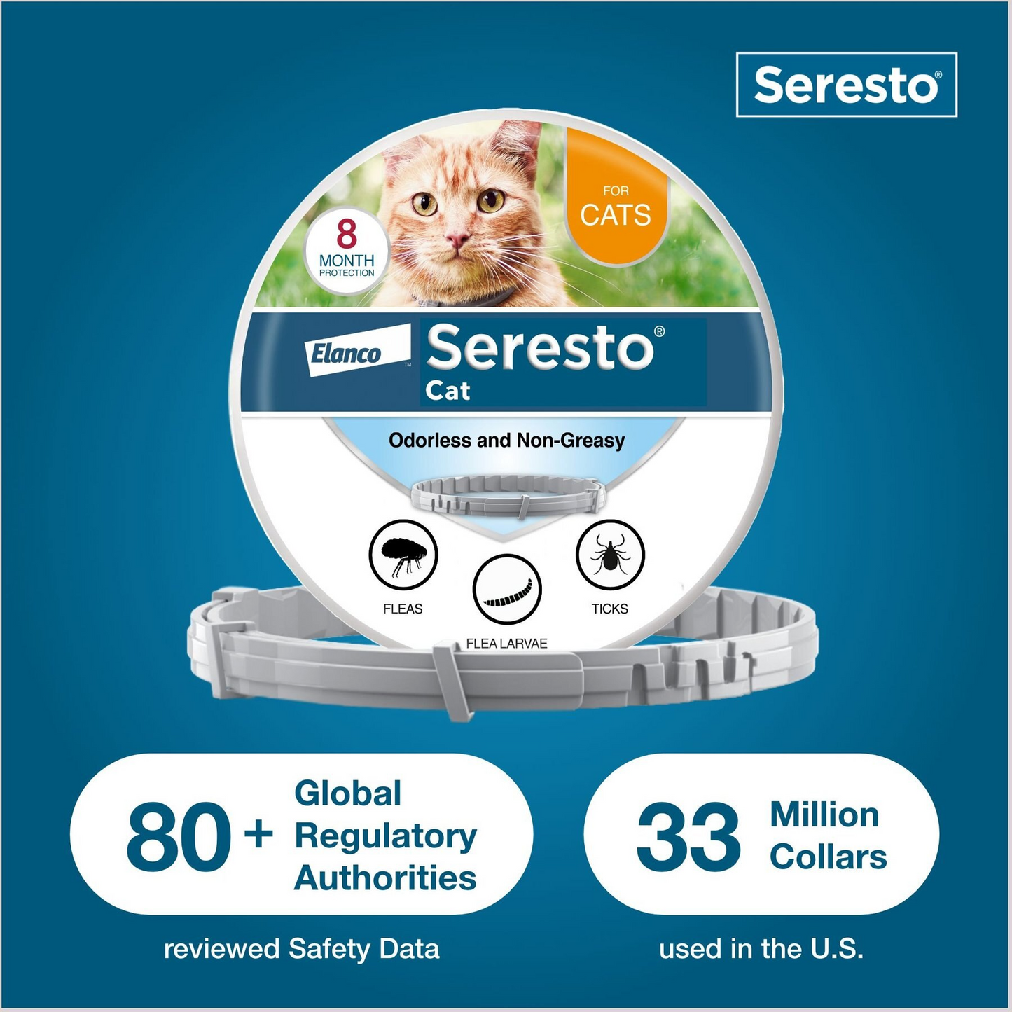 Seresto Flea & Tick Collar for Cats, 1 Collar (8-mos. supply)